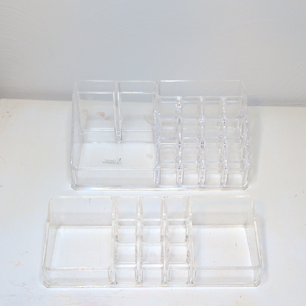 Acrylic Makeup Organizer Set Clear Storage Cosmetic Holder Set Of 2